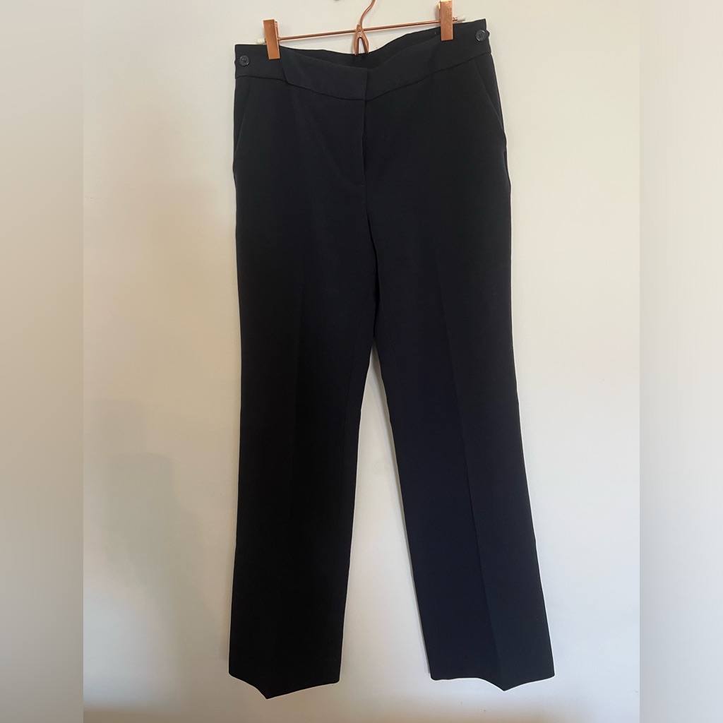 Ann Klein High Waisted Work Pants Navy Blue Size 6